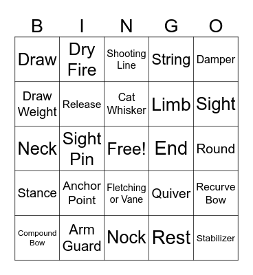 Archery Bingo Card