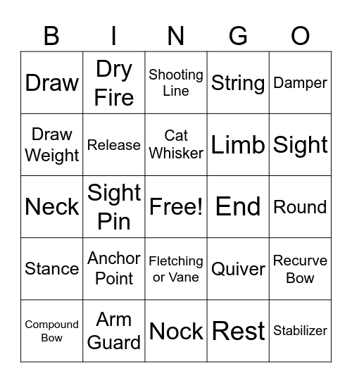 Archery Bingo Card