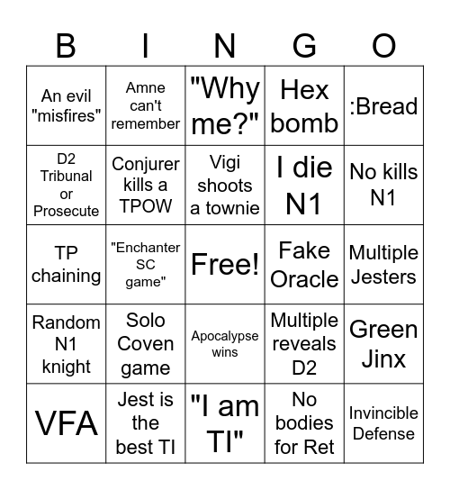 Town of Salem 2 AA Bingo Card