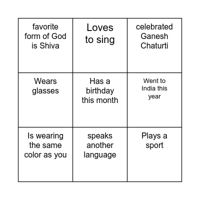 Find Someone Who... Bingo Card