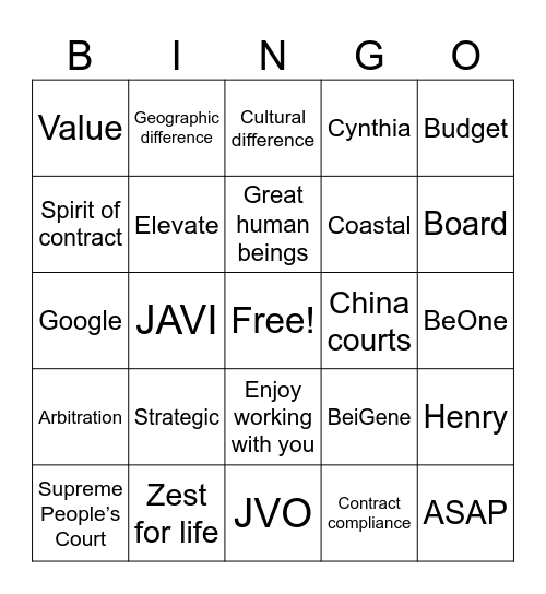AM Team Bingo Card