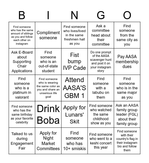 Nancy and Carter Bingo Test Bingo Card