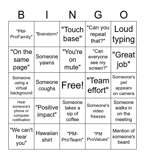 PM-ProBingo 2025 Bingo Card