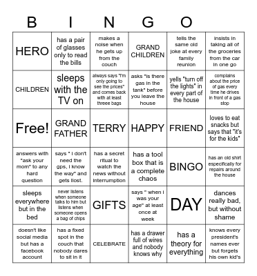 FATHERS DAY Bingo Card
