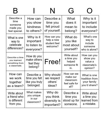 Belonging Bingo Card