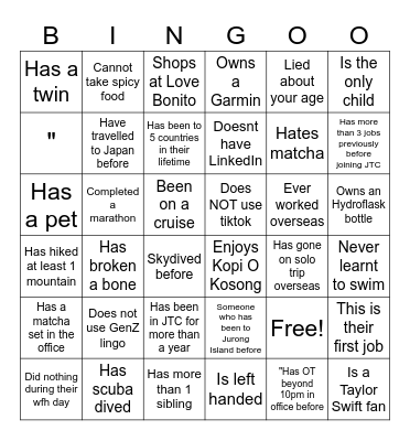 HUMAN BINGO Card