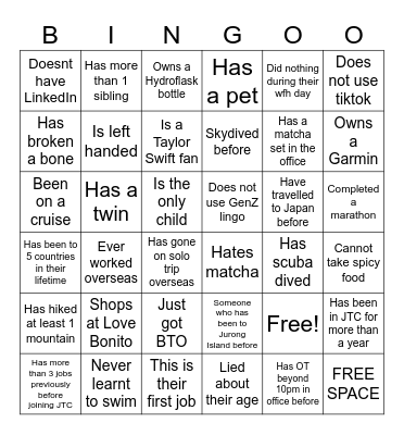 human bingoo Bingo Card