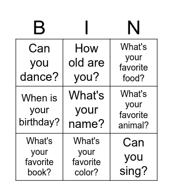 Ice Breaker Bingo Card
