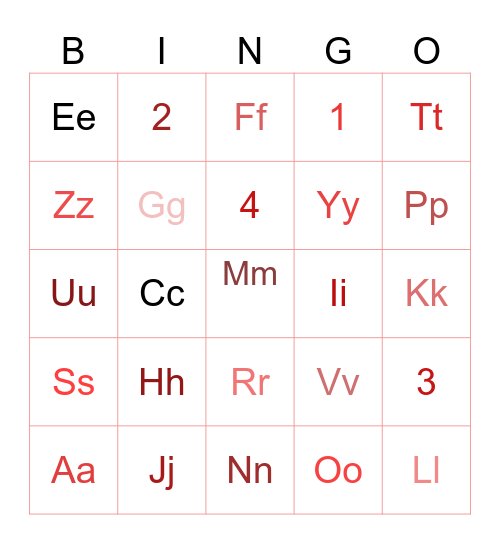 dr seuss abc Bingo Card