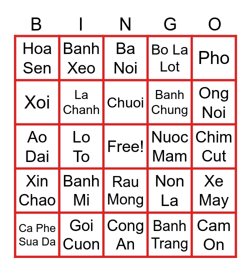 Loi Choi Bingo Night Bingo Card