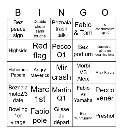 Catalogne 2025 Bingo Card