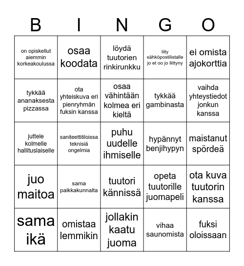 Fuksibingo Card