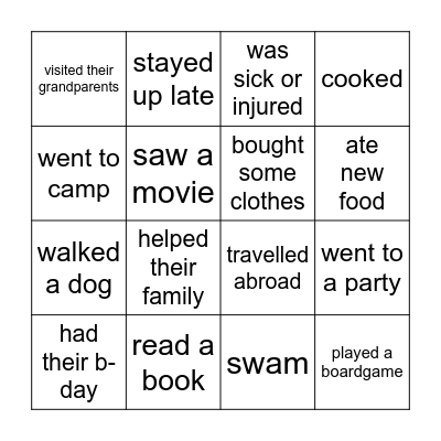 Find someon who Bingo Card