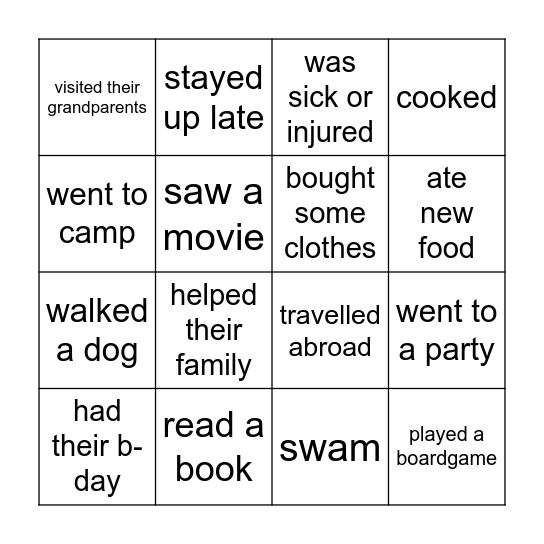 Find someon who Bingo Card