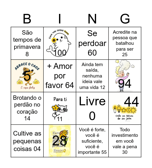 Setembro Amarelo Bingo Card