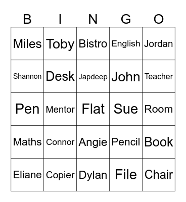 College Today Bingo Card