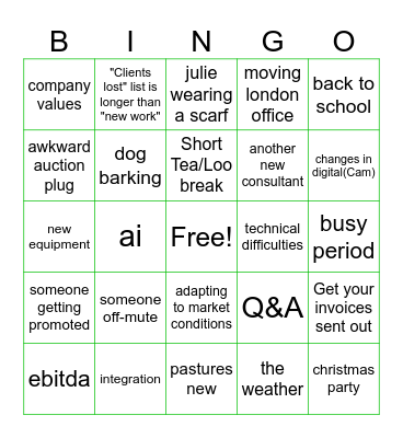 Town Hall Bingo Card