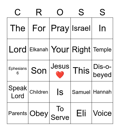 Samuel Bingo Card