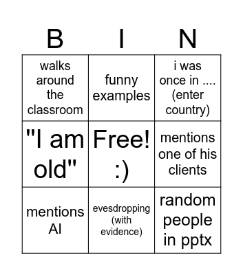 Kaže Bingo Card