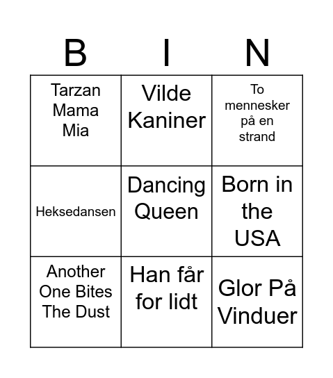 Musik Banko Bingo Card