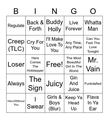 Billboard Year-End 1994 Bingo Card