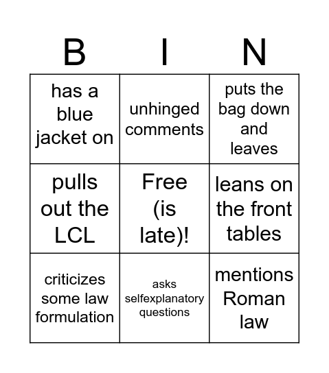 Fillers (LV) Bingo Card