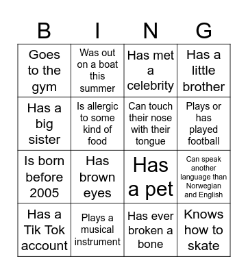 Get to know each other! Bingo Card