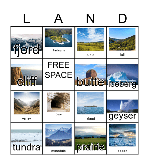 Landforms Bingo Card