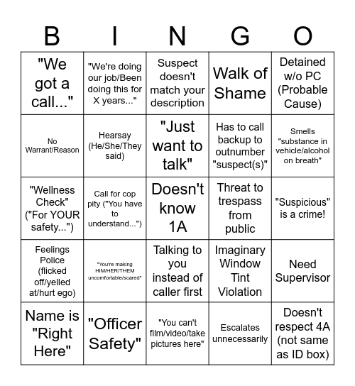 Pignorance BINGO Card