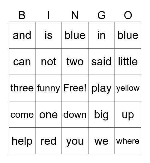 Sight Words Week 6 Bingo Card