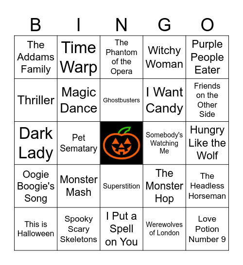 Halloween Jukebox Bingo Card