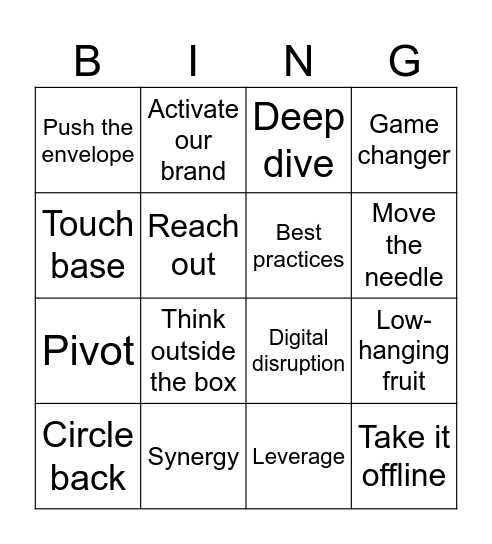 Corporate Buzzword Bingo Card