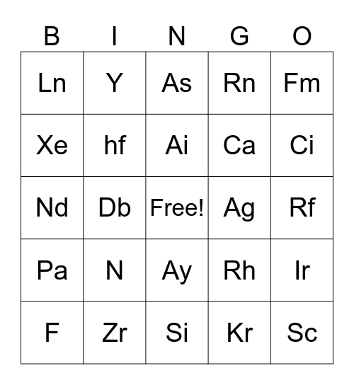 Symbo card Bingo Card