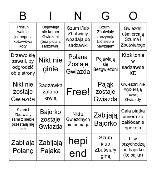 Wyprawa Cienista Bingo Card