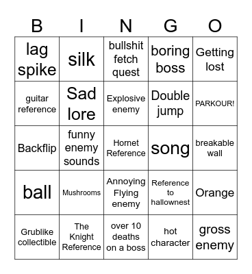 silksong Bingo Card