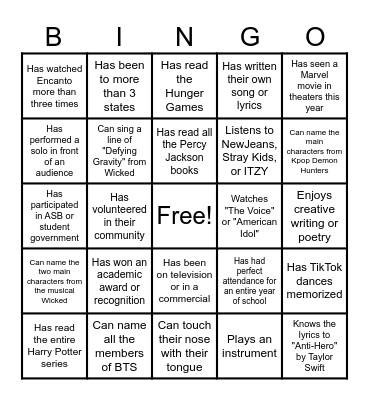 People BINGO Card