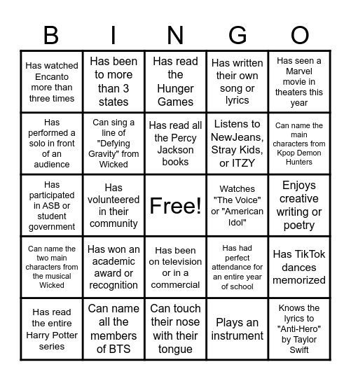 People BINGO Card