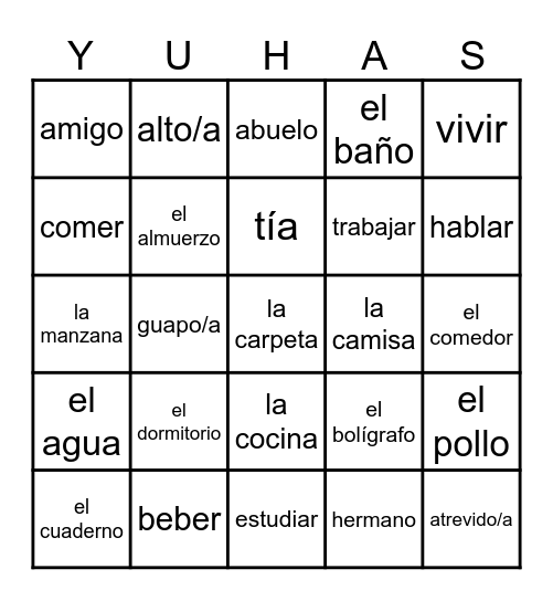 ¿Qué sabes de español I? Bingo Card