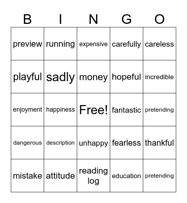 Challenge Bingo Card