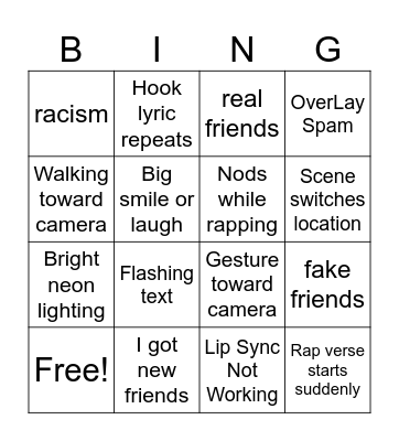 Xavier Circulation Rap Bingo Card