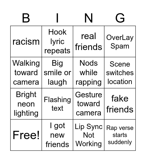 Xavier Circulation Rap Bingo Card