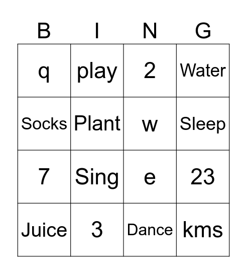Physical Milestones Bingo Card