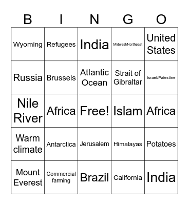 FLEX - Human Geo Bingo Card