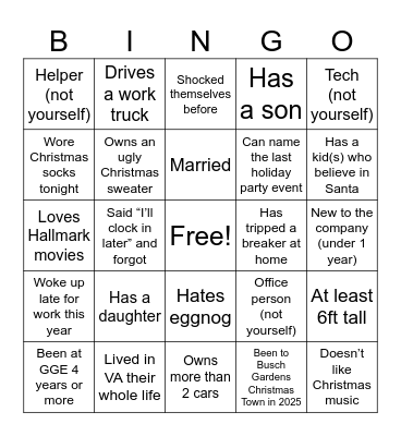 Go Green Electric BINGO Card