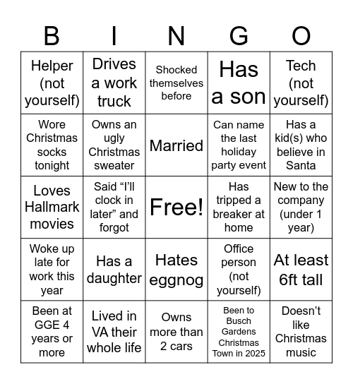 Go Green Electric BINGO Card