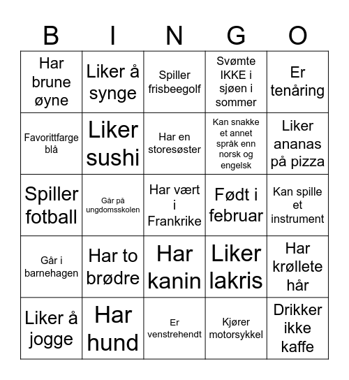 Bjørnstad Bingo Card