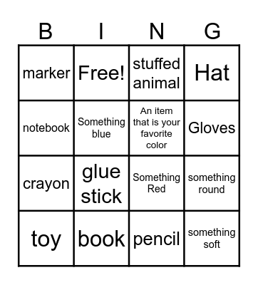 Around the House Bingo Card