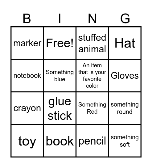 Around the House Bingo Card