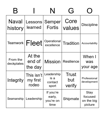 DGA Bingo Card