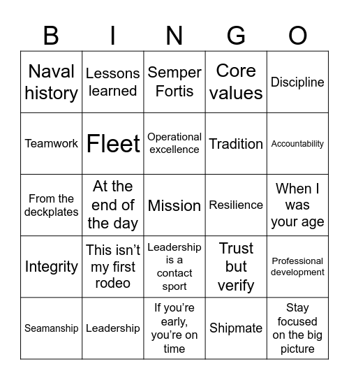 DGA Bingo Card